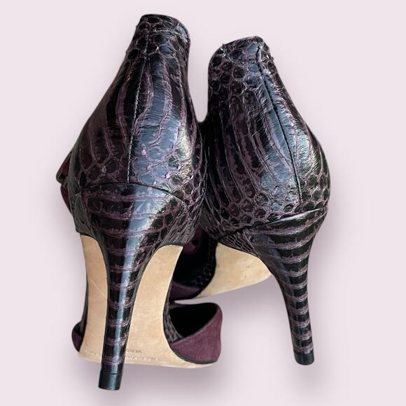 Sigerson Morrison Stiletto Vtg. Y2K Eggplant Purple Suede Ankle Tie Heels Sz 6 - Picture 9 of 11